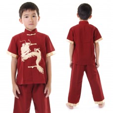 Boy Chinese Costumes Claret Red PKR4